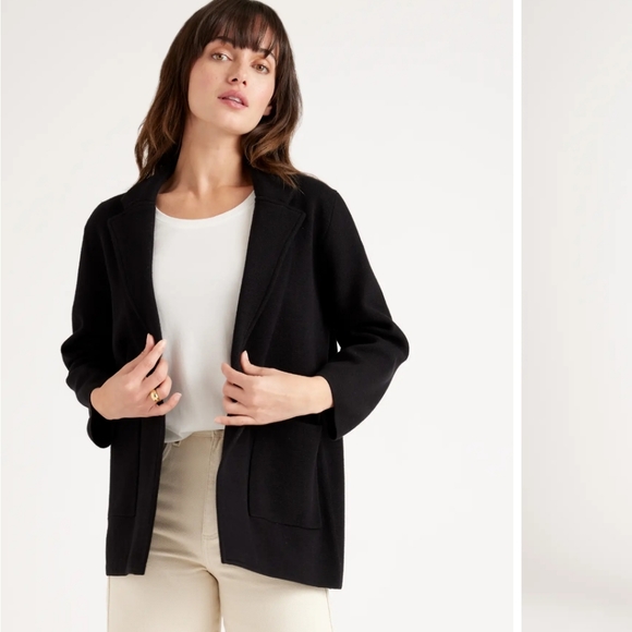 Quince Organic Cotton Knit Blazer Black - Picture 1 of 8
